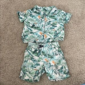 Wonder Nation Green and Orange Kids Pajama Set